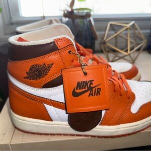 Nike Air Jordan Orange and White High-Tops